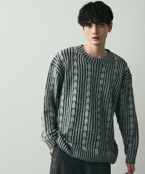 Shoowtime（ショウタイム）の「Jacquard Crewneck Knit / ジャガードクルーネックニット（ニット/セーター・メンズ・ブラック系/ブルー系・MEDIUM/LARGE）」の19枚目の写真