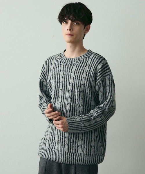 Shoowtime（ショウタイム）の「Jacquard Crewneck Knit / ジャガードクルーネックニット（ニット/セーター・メンズ・ブラック系/ブルー系・MEDIUM/LARGE）」の20枚目の写真