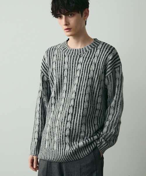 Shoowtime（ショウタイム）の「Jacquard Crewneck Knit / ジャガードクルーネックニット（ニット/セーター・メンズ・ブラック系/ブルー系・MEDIUM/LARGE）」の21枚目の写真