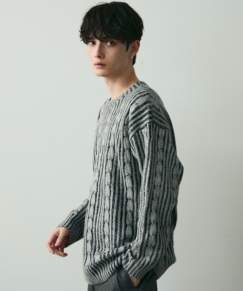 Shoowtime（ショウタイム）の「Jacquard Crewneck Knit / ジャガードクルーネックニット（ニット/セーター・メンズ・ブラック系/ブルー系・MEDIUM/LARGE）」の22枚目の写真