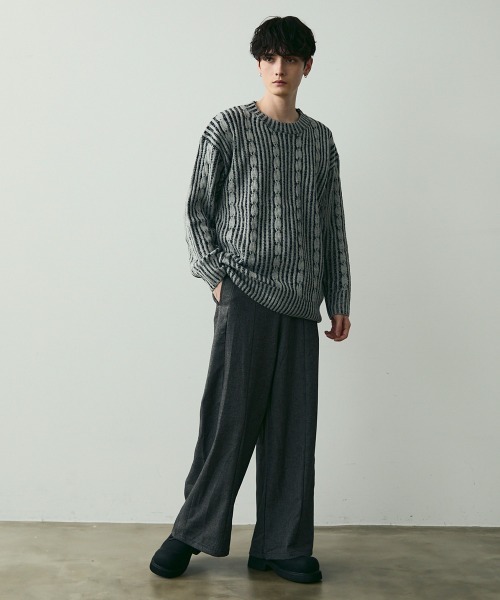 Shoowtime（ショウタイム）の「Jacquard Crewneck Knit / ジャガードクルーネックニット（ニット/セーター・メンズ・ブラック系/ブルー系・MEDIUM/LARGE）」の3枚目の写真