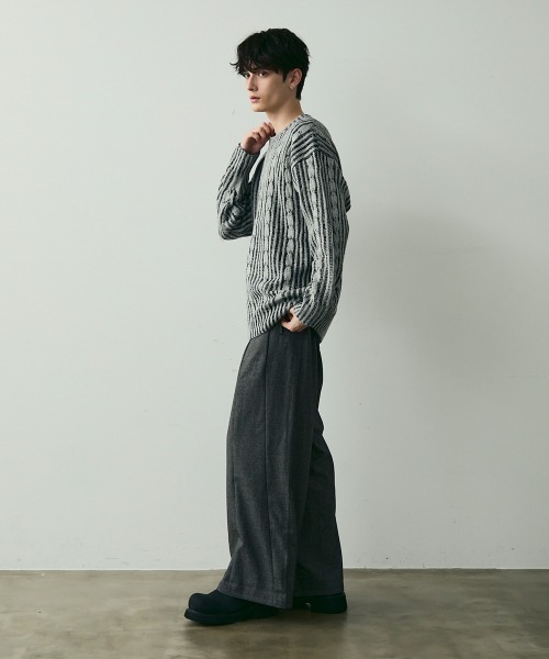 Shoowtime（ショウタイム）の「Jacquard Crewneck Knit / ジャガードクルーネックニット（ニット/セーター・メンズ・ブラック系/ブルー系・MEDIUM/LARGE）」の5枚目の写真