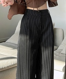 VIBGYOR | 美脚ストライプワイドパンツ／きれいめルーズシルエット(CZ)(その他パンツ)