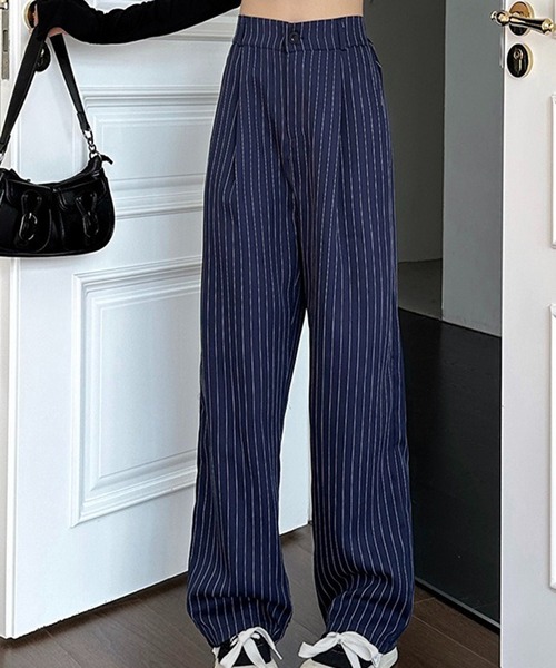 VIBGYOR（ヴィブジョー）の「美脚ストライプワイドパンツ／きれいめルーズシルエット(CZ)（その他パンツ・レディース・グレー/ネイビー/ブラック・LARGE/MEDIUM）」の11枚目の写真