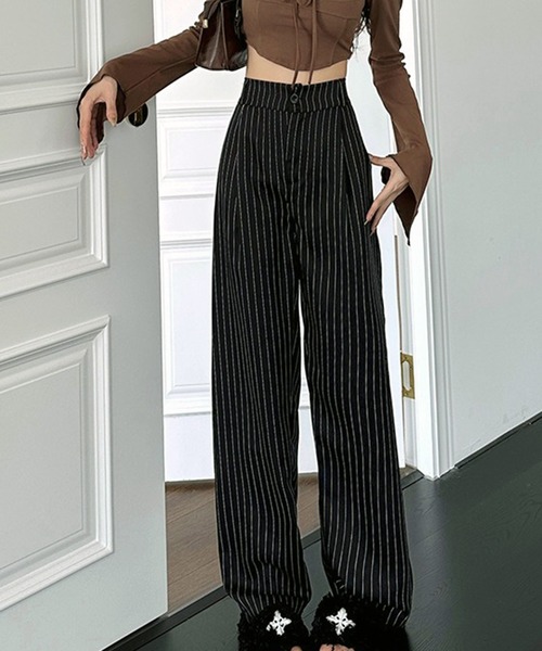 VIBGYOR（ヴィブジョー）の「美脚ストライプワイドパンツ／きれいめルーズシルエット(CZ)（その他パンツ・レディース・グレー/ネイビー/ブラック・LARGE/MEDIUM）」の13枚目の写真