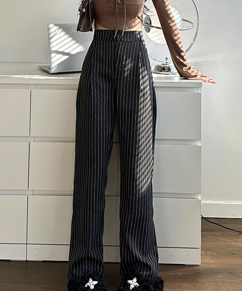VIBGYOR（ヴィブジョー）の「美脚ストライプワイドパンツ／きれいめルーズシルエット(CZ)（その他パンツ・レディース・グレー/ネイビー/ブラック・LARGE/MEDIUM）」の14枚目の写真