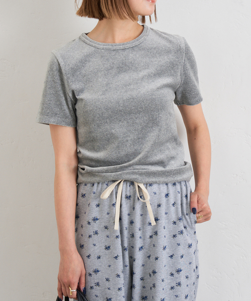 U by SPICK&SPAN(ユーバイスピックアンドスパン)の「《追加》コットンベロアTEE(Tシャツ/カットソー・レディース・イエロー/ライトグレー・FREE)」の4枚目の写真