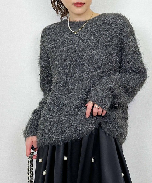 Lo-Fi（ローファイ）の「【HANDWASHABLE】ラメミックスニットプルオーバー（ニット/セーター・レディース・チャコールグレー/ブルー/アイボリー・M）」の3枚目の写真