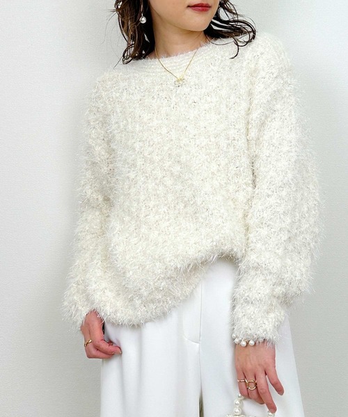 Lo-Fi（ローファイ）の「【HANDWASHABLE】ラメミックスニットプルオーバー（ニット/セーター・レディース・チャコールグレー/ブルー/アイボリー・M）」の2枚目の写真