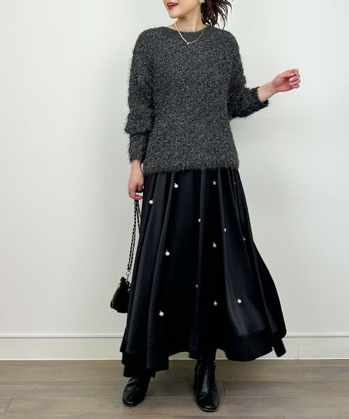 Lo-Fi（ローファイ）の「【HANDWASHABLE】ラメミックスニットプルオーバー（ニット/セーター・レディース・チャコールグレー/ブルー/アイボリー・M）」の12枚目の写真