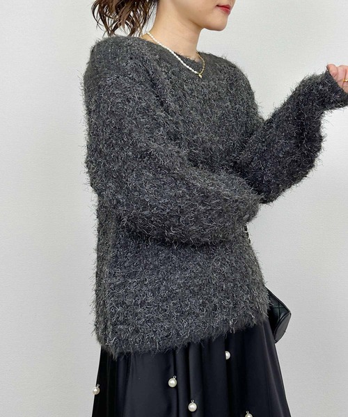 Lo-Fi（ローファイ）の「【HANDWASHABLE】ラメミックスニットプルオーバー（ニット/セーター・レディース・チャコールグレー/ブルー/アイボリー・M）」の9枚目の写真