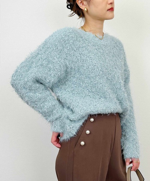 Lo-Fi（ローファイ）の「【HANDWASHABLE】ラメミックスニットプルオーバー（ニット/セーター・レディース・チャコールグレー/ブルー/アイボリー・M）」の16枚目の写真