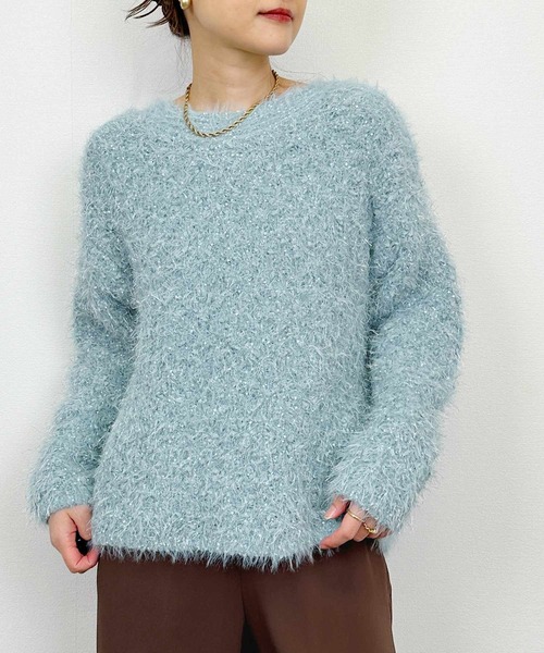 Lo-Fi（ローファイ）の「【HANDWASHABLE】ラメミックスニットプルオーバー（ニット/セーター・レディース・チャコールグレー/ブルー/アイボリー・M）」の22枚目の写真