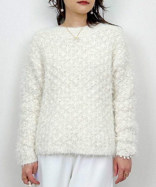 Lo-Fi（ローファイ）の「【HANDWASHABLE】ラメミックスニットプルオーバー（ニット/セーター・レディース・チャコールグレー/ブルー/アイボリー・M）」の6枚目の写真