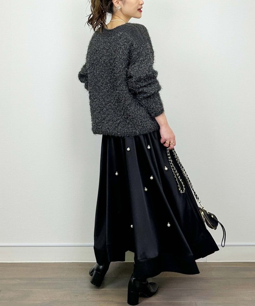 Lo-Fi（ローファイ）の「【HANDWASHABLE】ラメミックスニットプルオーバー（ニット/セーター・レディース・チャコールグレー/ブルー/アイボリー・M）」の14枚目の写真