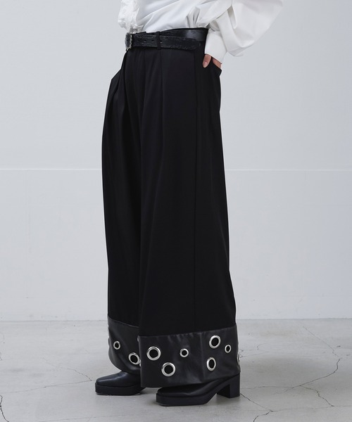 Ellno Loset(エルノロゼット)の「ハトメデザインワイドパンツ(スラックス・メンズ・ブラック・X-SMALL/LARGE/MEDIUM/SMALL)」の18枚目の写真