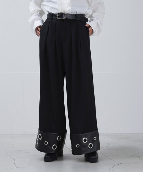 Ellno Loset(エルノロゼット)の「ハトメデザインワイドパンツ(スラックス・メンズ・ブラック・X-SMALL/LARGE/MEDIUM/SMALL)」の17枚目の写真