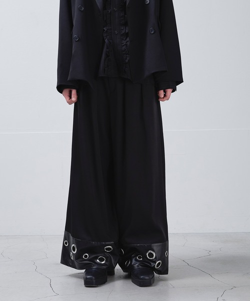 Ellno Loset(エルノロゼット)の「ハトメデザインワイドパンツ(スラックス・メンズ・ブラック・X-SMALL/LARGE/MEDIUM/SMALL)」の9枚目の写真