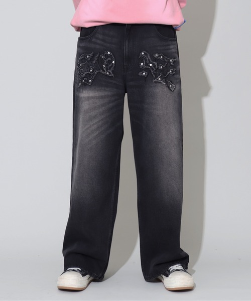 セール】【SEQUENZ/シークエンズ】APPLIQUE TUDS DENIM（デニムパンツ
