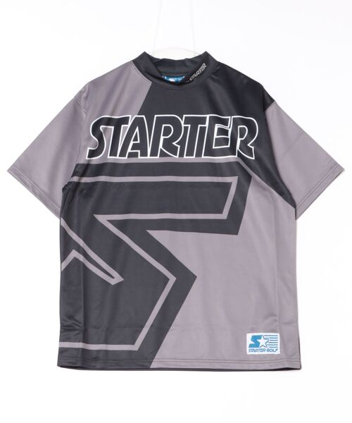 STARTER(スターター)の「【STARTER GOLF】スターターゴルフ FIELDSENSOR(R)吸水速乾 STARTERビックロゴ モックネック半袖カットソー SG-123001(Tシャツ/カットソー・メンズ・サックスブルー/イエロー/レッド/ブラック・L/M/XS/XL)」の1枚目の写真