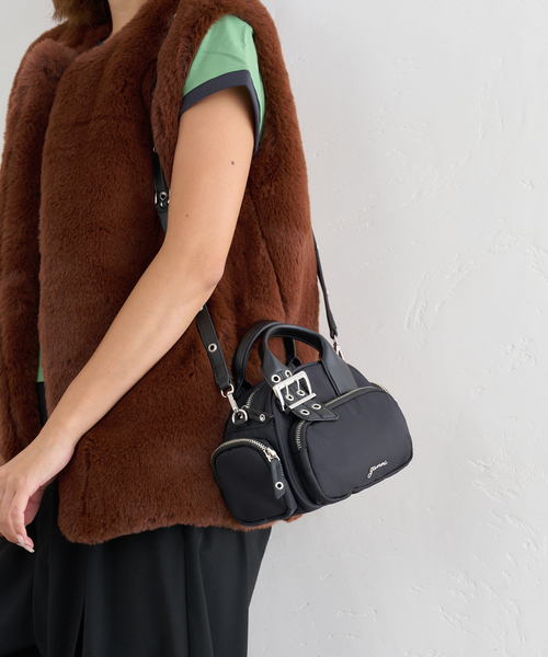 U by SPICK&SPAN(ユーバイスピックアンドスパン)の「GANNI/ガニー Bucky Polochon Small(ショルダーバッグ・レディース・キャメル/ブラック・FREE)」の8枚目の写真