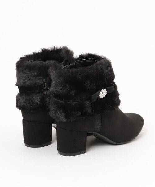 JELLY BEANS（ジェリービーンズ）の「4WAYファービジューリボンベルトショートブーツ(204-57123)JELLY BEANS(ジェリービーンズ)（ブーツ・レディース・ブラック/グレー/ブラック系・S/L/M）」の22枚目の写真