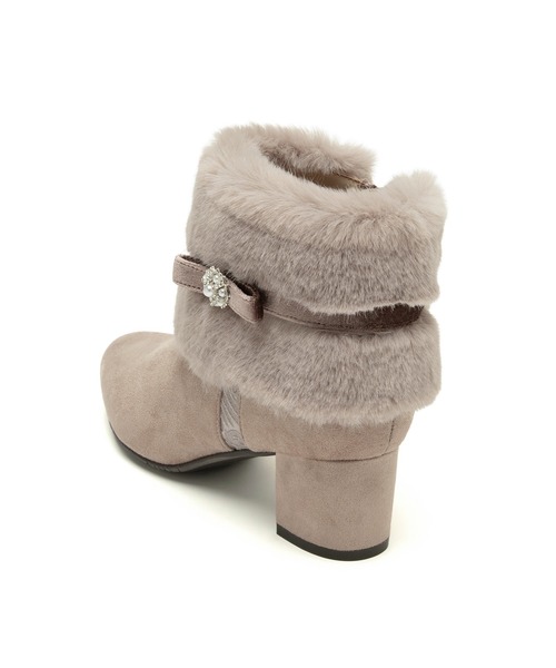 JELLY BEANS（ジェリービーンズ）の「4WAYファービジューリボンベルトショートブーツ(204-57123)JELLY BEANS(ジェリービーンズ)（ブーツ・レディース・ブラック/グレー/ブラック系・S/L/M）」の9枚目の写真