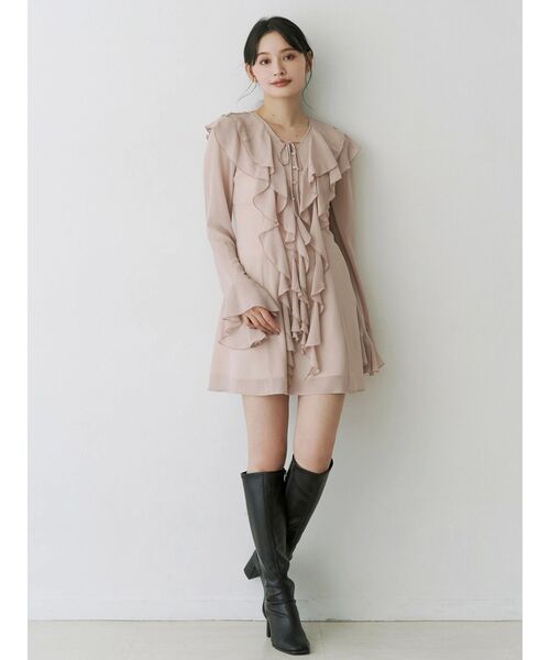 MERCURYDUO（マーキュリーデュオ）の「ラッフルフリルミニワンピース（ワンピース・レディース・ブラウン/ベビーピンク/アイボリー・MEDIUM/SMALL）」の22枚目の写真