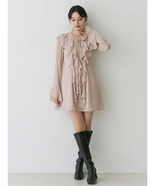 MERCURYDUO（マーキュリーデュオ）の「ラッフルフリルミニワンピース（ワンピース・レディース・ブラウン/ベビーピンク/アイボリー・MEDIUM/SMALL）」の21枚目の写真