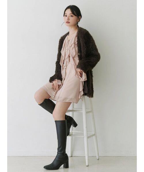 MERCURYDUO（マーキュリーデュオ）の「ラッフルフリルミニワンピース（ワンピース・レディース・ブラウン/ベビーピンク/アイボリー・MEDIUM/SMALL）」の17枚目の写真