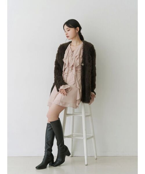 MERCURYDUO（マーキュリーデュオ）の「ラッフルフリルミニワンピース（ワンピース・レディース・ブラウン/ベビーピンク/アイボリー・MEDIUM/SMALL）」の16枚目の写真