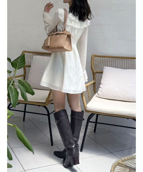 MERCURYDUO（マーキュリーデュオ）の「ラッフルフリルミニワンピース（ワンピース・レディース・ブラウン/ベビーピンク/アイボリー・MEDIUM/SMALL）」の13枚目の写真