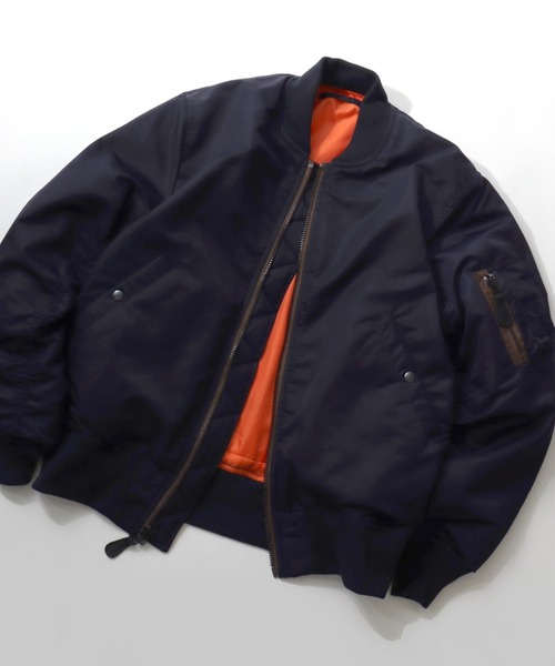HOUSTON(ヒューストン)の「HOUSTON/ヒューストン MA-1 FLIGHT JACKET/フライトジャケット/ミリタリーシャツジャケット/ブルゾン/レディース メンズ(MA-1・メンズ・ネイビー/ブラック/セージグリーン・M/L/XL)」の1枚目の写真