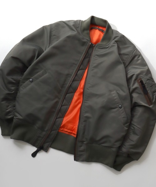 HOUSTON(ヒューストン)の「HOUSTON/ヒューストン MA-1 FLIGHT JACKET/フライトジャケット/ミリタリーシャツジャケット/ブルゾン/レディース メンズ(MA-1・メンズ・ネイビー/ブラック/セージグリーン・M/L/XL)」の3枚目の写真