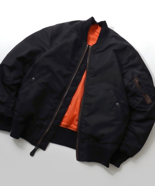 HOUSTON(ヒューストン)の「HOUSTON/ヒューストン MA-1 FLIGHT JACKET/フライトジャケット/ミリタリーシャツジャケット/ブルゾン/レディース メンズ(MA-1・メンズ・ネイビー/ブラック/セージグリーン・M/L/XL)」の2枚目の写真