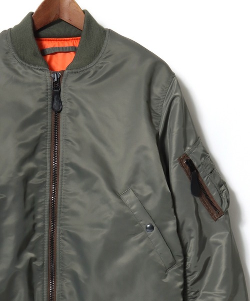 HOUSTON(ヒューストン)の「HOUSTON/ヒューストン MA-1 FLIGHT JACKET/フライトジャケット/ミリタリーシャツジャケット/ブルゾン/レディース メンズ(MA-1・メンズ・ネイビー/ブラック/セージグリーン・M/L/XL)」の5枚目の写真