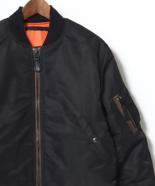 HOUSTON(ヒューストン)の「HOUSTON/ヒューストン MA-1 FLIGHT JACKET/フライトジャケット/ミリタリーシャツジャケット/ブルゾン/レディース メンズ(MA-1・メンズ・ネイビー/ブラック/セージグリーン・M/L/XL)」の4枚目の写真