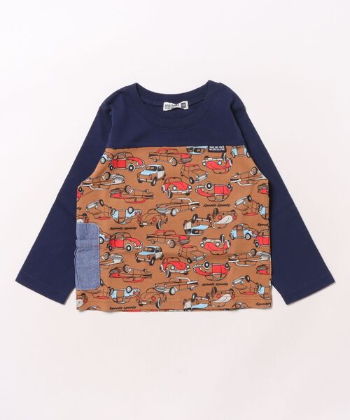 RAGMART(ラグマート)の「ドライブ柄長袖Tシャツ(Tシャツ/カットソー・キッズ・グリーン/キャメル・100cm/110cm/120cm/130cm)」の1枚目の写真