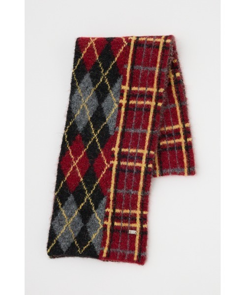 SLY（スライ）の「ARGYLE MIX JQ KNIT STALL アーガイル ミックス ジャガード ニット ストール 秋服 冬服（ストール/ショール・レディース・ブラック系その他2/ブラウン系その他2/グレー系その他2・FREE）」の2枚目の写真