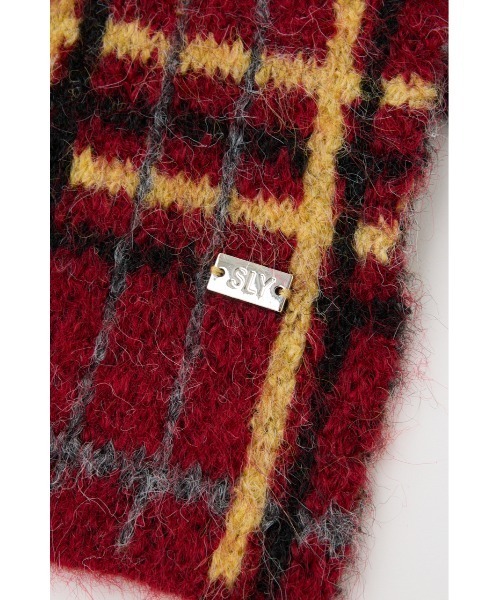 SLY（スライ）の「ARGYLE MIX JQ KNIT STALL アーガイル ミックス ジャガード ニット ストール 秋服 冬服（ストール/ショール・レディース・ブラック系その他2/ブラウン系その他2/グレー系その他2・FREE）」の11枚目の写真