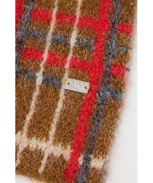 SLY（スライ）の「ARGYLE MIX JQ KNIT STALL アーガイル ミックス ジャガード ニット ストール 秋服 冬服（ストール/ショール・レディース・ブラック系その他2/ブラウン系その他2/グレー系その他2・FREE）」の7枚目の写真