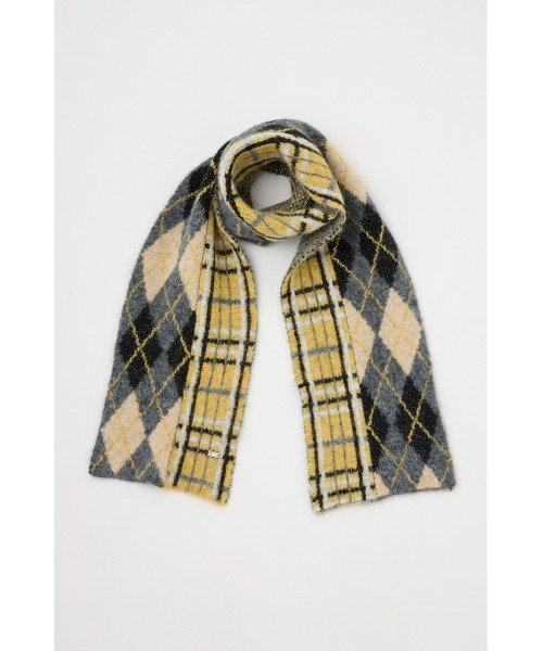 SLY（スライ）の「ARGYLE MIX JQ KNIT STALL アーガイル ミックス ジャガード ニット ストール 秋服 冬服（ストール/ショール・レディース・ブラック系その他2/ブラウン系その他2/グレー系その他2・FREE）」の6枚目の写真