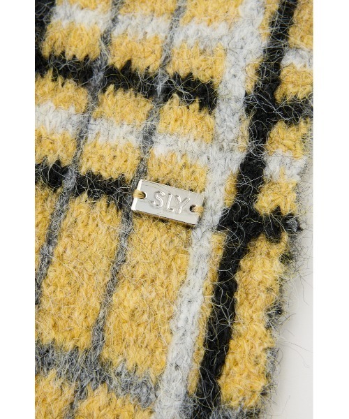 SLY（スライ）の「ARGYLE MIX JQ KNIT STALL アーガイル ミックス ジャガード ニット ストール 秋服 冬服（ストール/ショール・レディース・ブラック系その他2/ブラウン系その他2/グレー系その他2・FREE）」の4枚目の写真