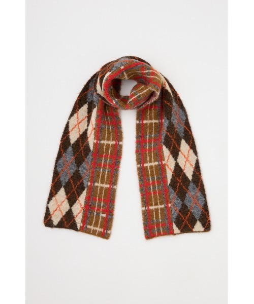 SLY（スライ）の「ARGYLE MIX JQ KNIT STALL アーガイル ミックス ジャガード ニット ストール 秋服 冬服（ストール/ショール・レディース・ブラック系その他2/ブラウン系その他2/グレー系その他2・FREE）」の9枚目の写真