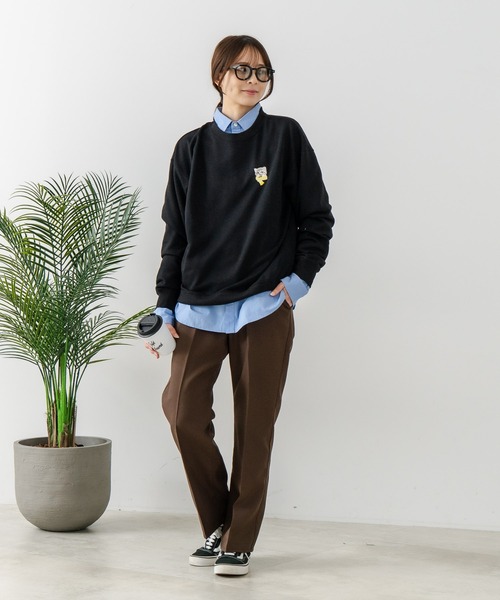 fort point（フォーポイント）の「【C-FORT POINT/フォートポイント】ネコマフラー刺繍 スウェットトレーナー（スウェット・レディース・ライトグレー/チャコールグレー/ブラック・FREE）」の4枚目の写真