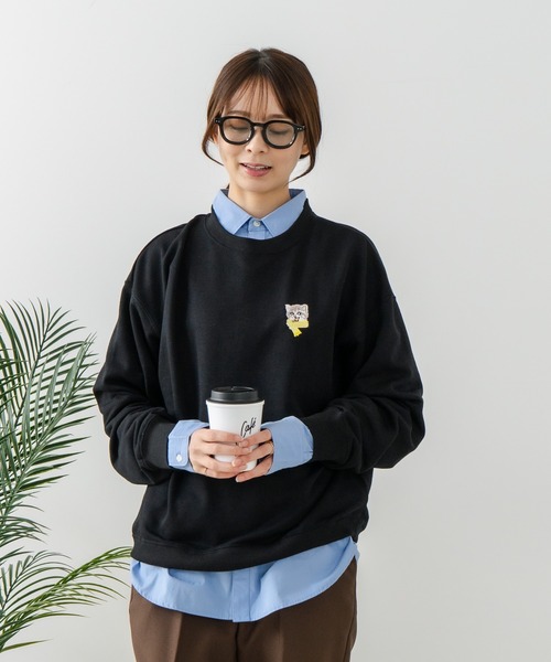 fort point（フォーポイント）の「【C-FORT POINT/フォートポイント】ネコマフラー刺繍 スウェットトレーナー（スウェット・レディース・ライトグレー/チャコールグレー/ブラック・FREE）」の7枚目の写真