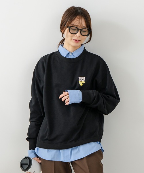 fort point（フォーポイント）の「【C-FORT POINT/フォートポイント】ネコマフラー刺繍 スウェットトレーナー（スウェット・レディース・ライトグレー/チャコールグレー/ブラック・FREE）」の8枚目の写真