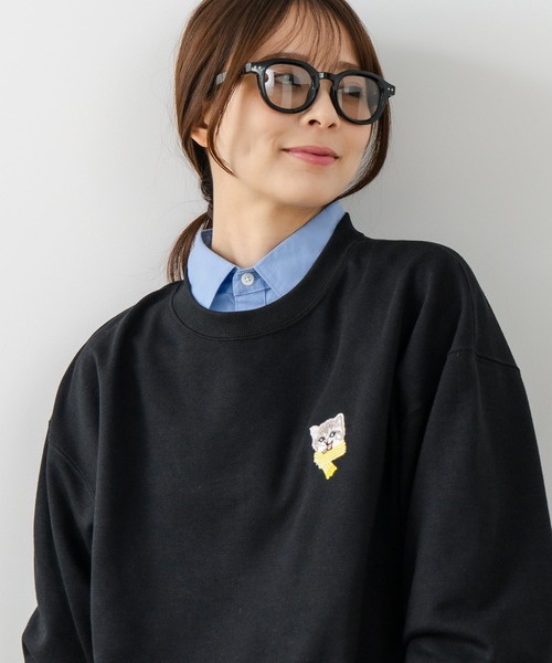 fort point（フォーポイント）の「【C-FORT POINT/フォートポイント】ネコマフラー刺繍 スウェットトレーナー（スウェット・レディース・ライトグレー/チャコールグレー/ブラック・FREE）」の9枚目の写真