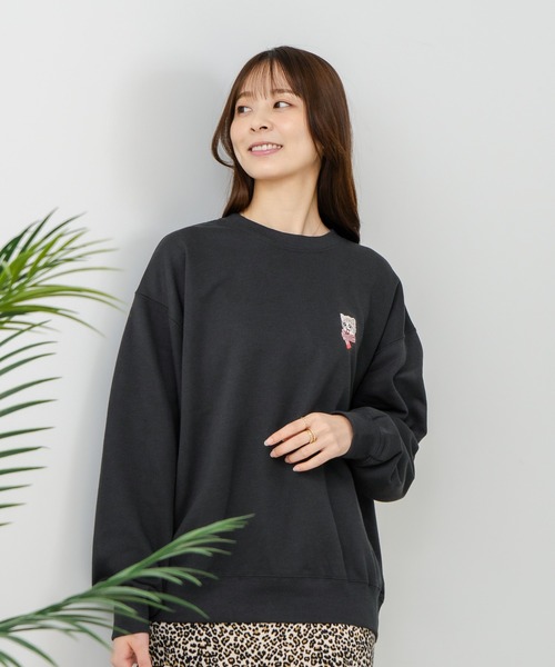 fort point（フォーポイント）の「【C-FORT POINT/フォートポイント】ネコマフラー刺繍 スウェットトレーナー（スウェット・レディース・ライトグレー/チャコールグレー/ブラック・FREE）」の14枚目の写真