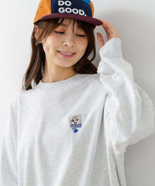 fort point（フォーポイント）の「【C-FORT POINT/フォートポイント】ネコマフラー刺繍 スウェットトレーナー（スウェット・レディース・ライトグレー/チャコールグレー/ブラック・FREE）」の21枚目の写真